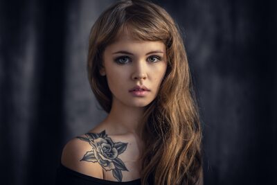 Изображение помечено: Anastasia Scheglova, Brunette, Cute, Eyes, Safe for work, Sexy Wallpaper, Tattoo