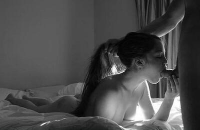 Изображение помечено: Black and White, Blowjob, Brunette, Facefuck