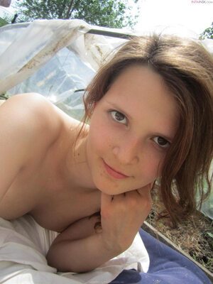 Изображение помечено: Brunette, Eyes, Nature, Cute, Face, Small Tits
