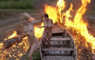 Изображение помечено: Skinny, Blonde, Brunette, Galitsin, Liza and Katia, Thru The Blusterous Flame, Boobs, Legs, Sexy Wallpaper, Small Tits