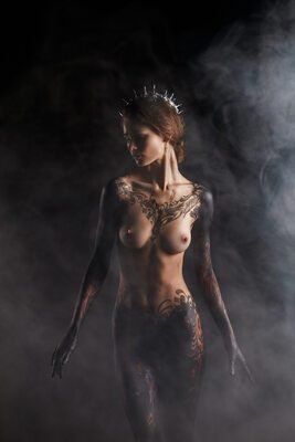 Изображение помечено: Skinny, Brunette, Igor Kuprianow, Irina Telicheva - Ирина Теличева, Russian, Art, Body painting, Cute, Small Tits, Tummy