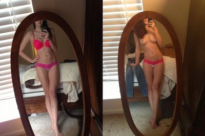 Изображение помечено: Skinny, Brunette, Legs, Lingerie, Mirror, Selfie, Small Tits